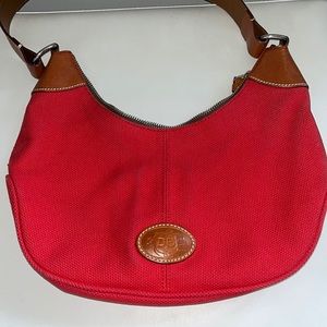 DOONEY AND BOURKE RED CANVAS HANDBAG